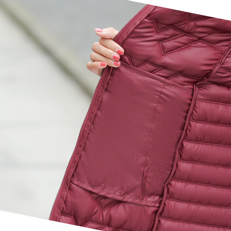 Женская куртка, новинка 2021, модный пуховик средней длины, повседневная светильник одежда на осень и зиму, универсальная куртка из белого утиного пера