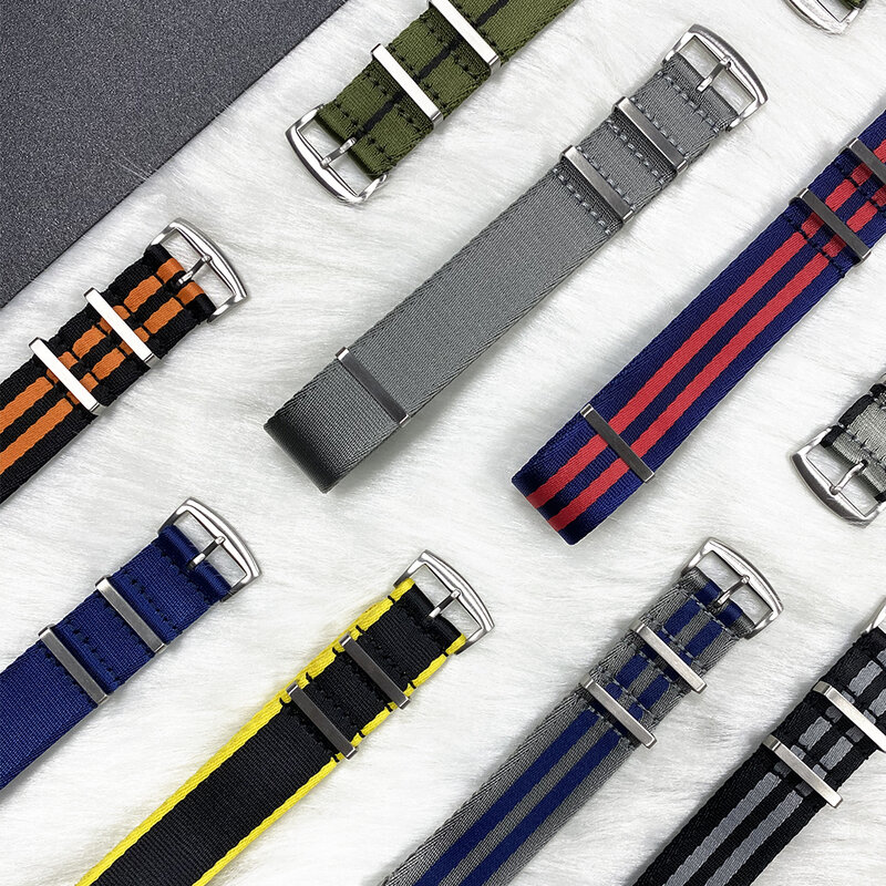 Premium Seat Belt Nylon Watch Band Herringbone 20mm 22mm Seatbelt Watch Band Nylon Nato Strap For Military Watch