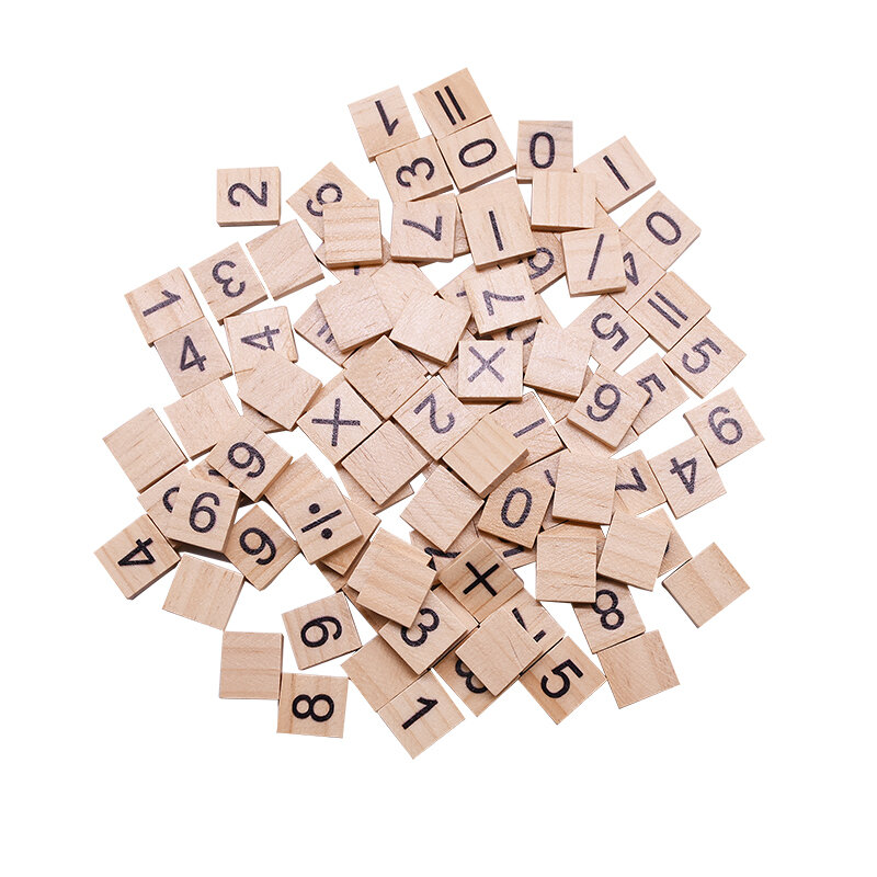 100 Buah Hiasan Digtal Angka Alfabet Bahasa Inggris Kayu Huruf untuk Kerajinan Mainan Puzzle Kayu Edukasi Anak-anak Kata Bahasa Inggris