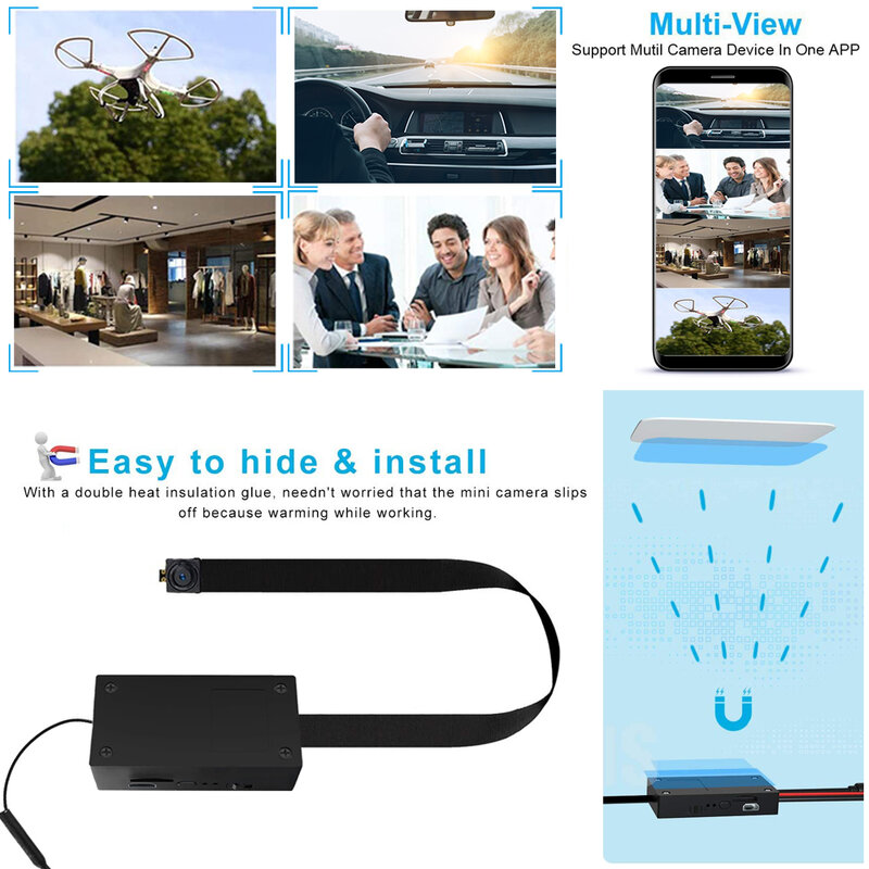 Mini camera wifi smart home security micro camera HD 1080P digital camera diy video recorder built-in lithium battery 4K camera