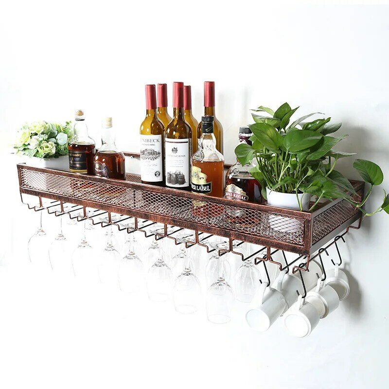 Wine Glass Rack Hanging Goblet Creative Red Wine Cup Holder Restaurant Iron Storage Wall Hanging Upside Down Wine Rack
