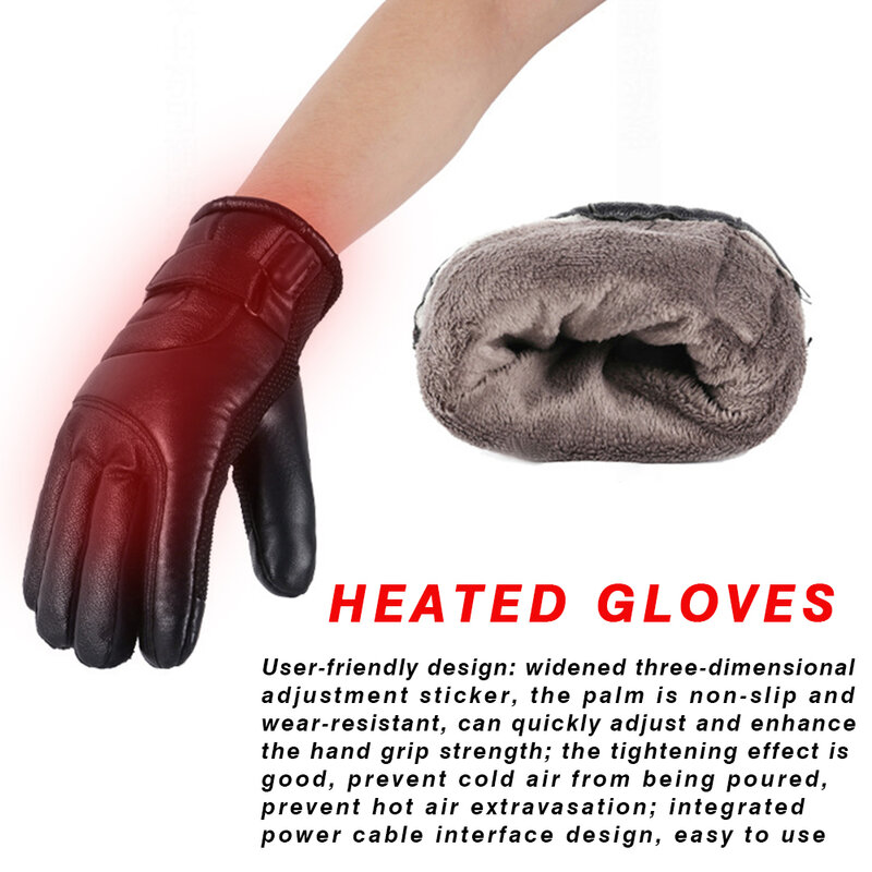 冬の電気温水手袋,防風,タッチスクリーン加熱,調節可能な温度手袋,USB電源
