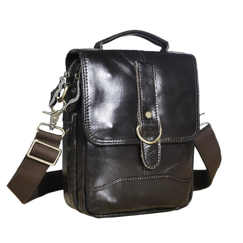 Original Leather Male Design Casual Shoulder messenger bag cowhide Fashion 8" Tote Crossbody Mochila Satchel bag For Men 143-g