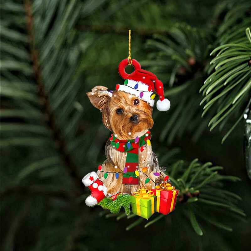 Pendentif de noël, nouvel an, chien en bois, ornement, arbre de noël, chiot, décorations pour la maison, 2022