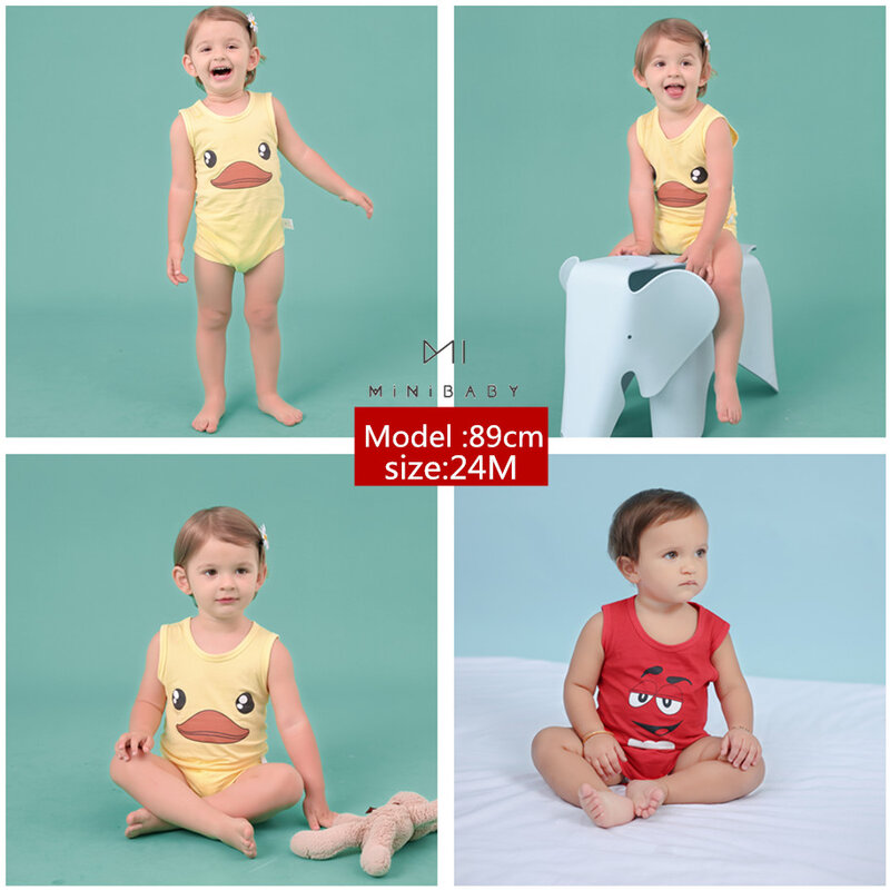 Summer Sleeveless Animal Bodysuit Newborn Baby Boy Bodysuit cotton funny swimsuit Body Baby Girl costume Minibabies short home