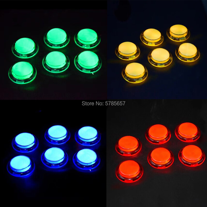 6PCS LED Arcade Button Kit 5V Illuminated Push Copy Sanwa Switch for DIY Raspberry Pi MAME PC Pandora Game