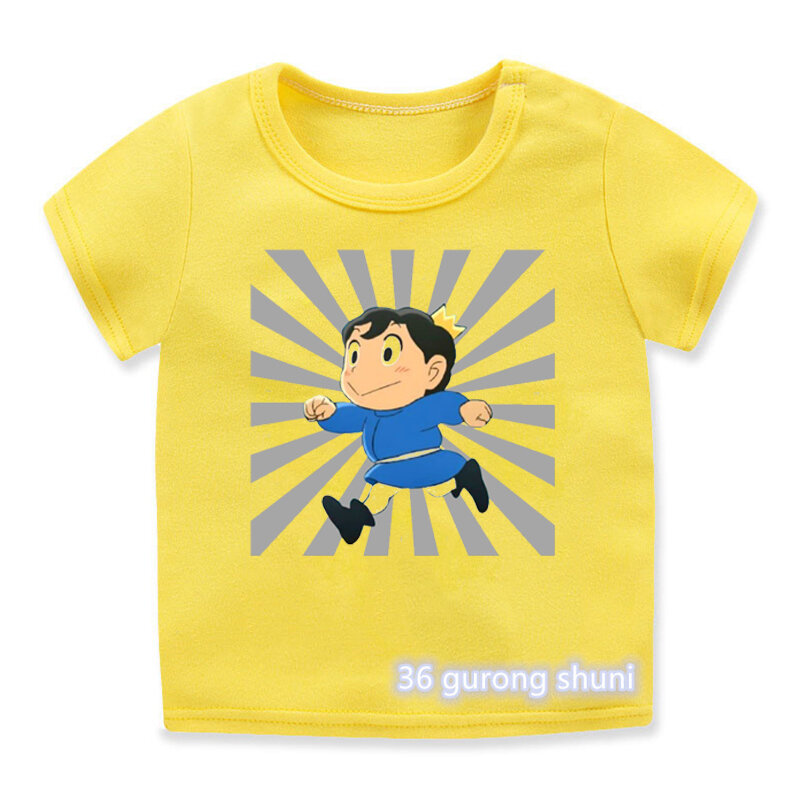 만화 프린트 남아용 티셔츠, 재미있는 애니메이션 랭킹, 유아 티셔츠, 어린이 노란색 상의, 여름