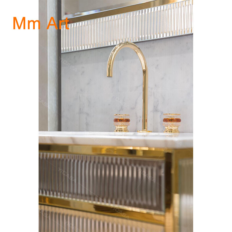 2020 новый дизайн туалетный столик для ванной команты шкаф с золотым Цвет Нержавеющая сталь и золотой Цвет боковой шкаф