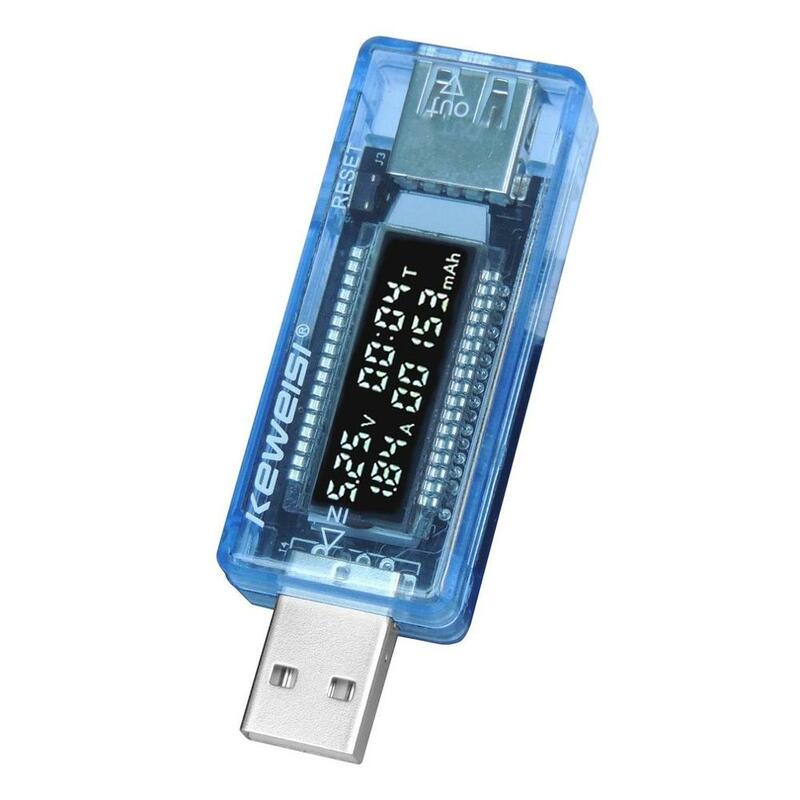 Mini portátil LCD tela USB carregador, capacidade poder atual tensão detector, Multímetro Tester, 0,91"