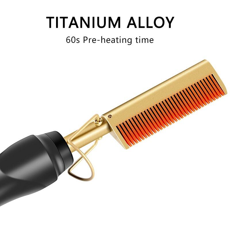 Peine eléctrico de calentamiento en caliente 2 en 1, alisador de pelo, rizador de pelo seco y húmedo, cepillo Alisador, herramienta de peinado
