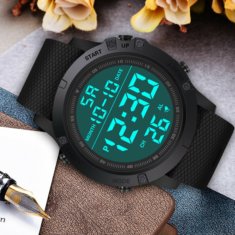 Reloj Digital Led para hombre, pulsera con Sensor luminoso, deportivo, Para correr al aire libre, podómetro, de lujo