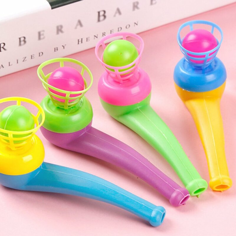 Funny Floating Blow Balls Tube Toy Classic Traditional Plastic Suspension Blowing Ball Recall Children Toy Kids Holiday Gift