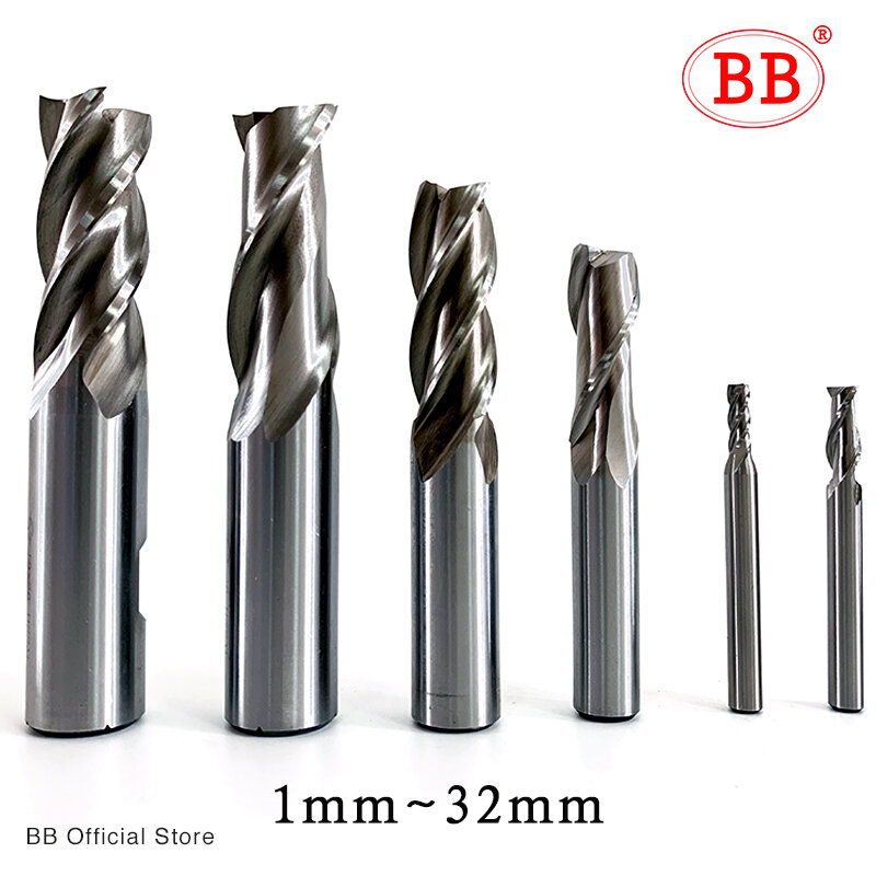 BB High Precision HSS Metal Cutter, Cobalt Milling Tool, Chaveiro, Router Bit, 2 flautas, 3 flautas, D1-32mm, 2 flautas, 3 flautas, 4 flautas