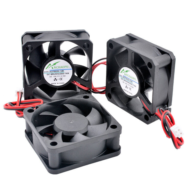 Ventilador de 50x50x20mm acp5020, dc 5v 24v, 2 pinos, ventilador resfriador adequado para chassi de fonte de alimentação, inversor, carregador