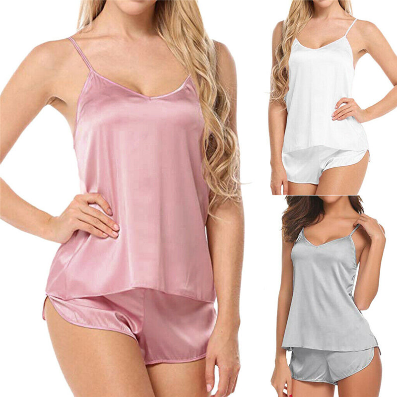 Vrouwen Sexy Pyjama Sets Nachtkleding Mouwloze Sling V-hals Top Shorts Causale Comfortabele Lingerie Nachtkleding