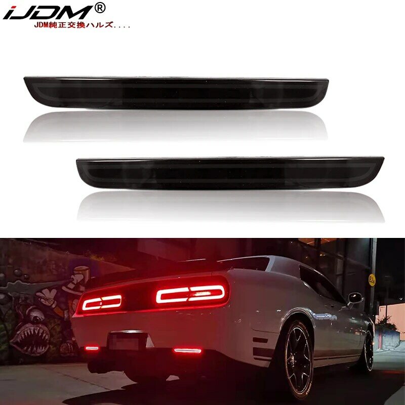 IJDM Kit lampu reflektor bemper belakang, gaya optik 3D LED penuh untuk Dodge Challenger 2015-up, fungsi sebagai lampu kabut belakang atau ekor