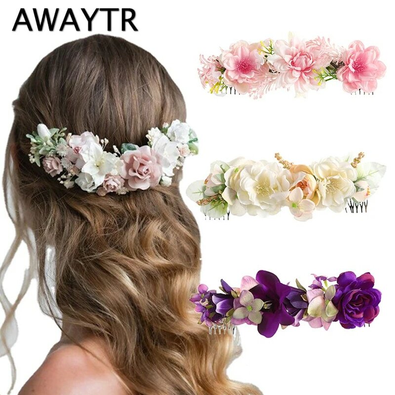 AWAYTR-Pente de cabelo floral para mulheres, videira clássica, alfinetes chiques, acessórios para casamento, vime feminino, moda