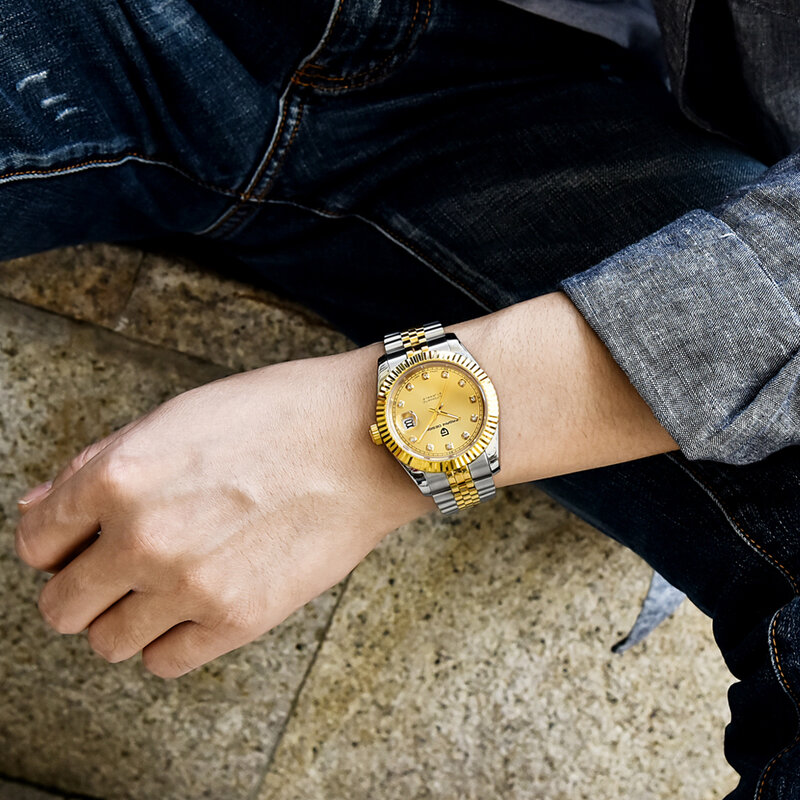 Pagani Ontwerp Mannen Horloge Automatische Mechanische Mens Horloges Bling Diamond Quartz Horloges Voor Vrouwen Goud Stainelss Staal Mannelijke Klok