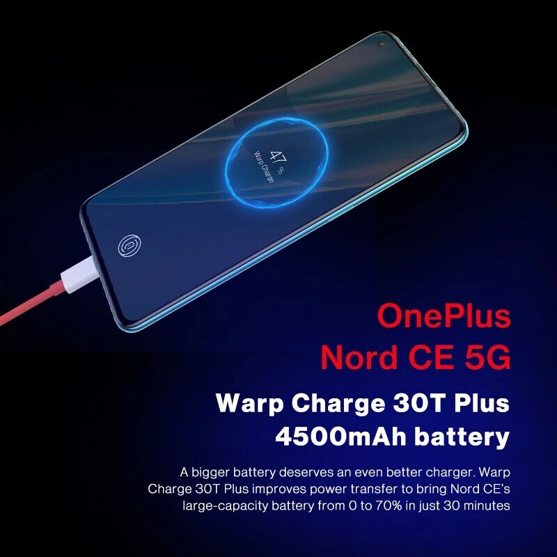 Ponsel pintar OnePlus Nord CE 5G, 8GB 128GB & 12GB 256GB Snapdragon 750G Warp Charge 30T Plus OnePlus resmi
