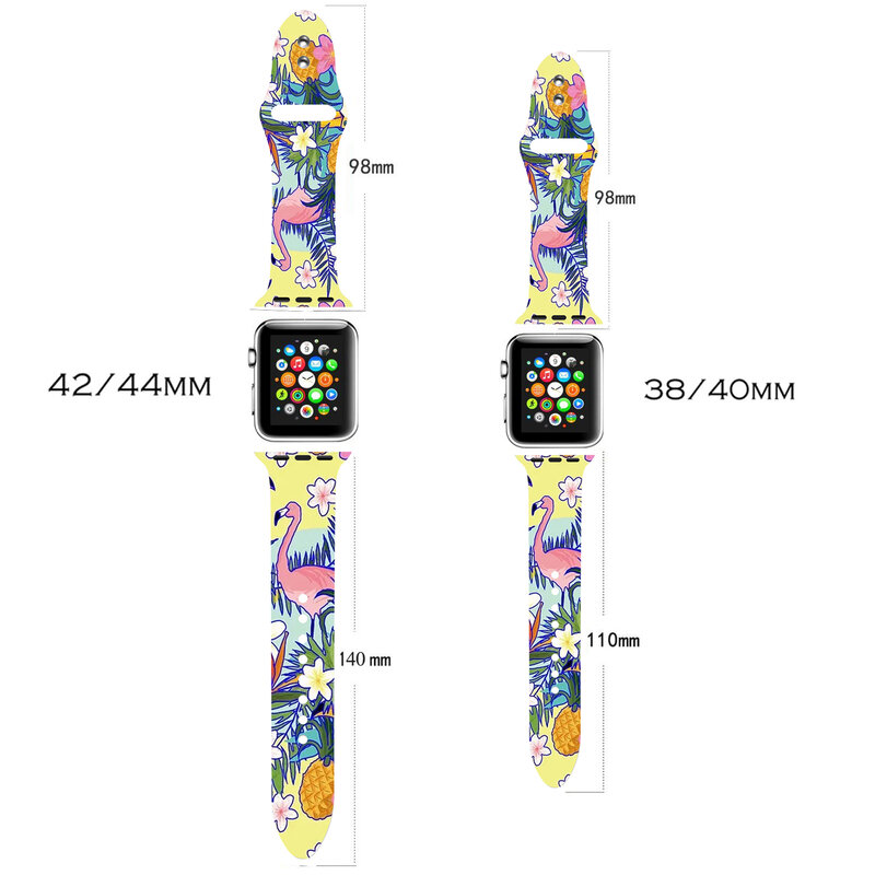 Pulseiras coloridas do teste padrão para a faixa de relógio da apple 42mm 38mm pulseira de substituição do silicone do esporte para a faixa de relógio da apple 5 4 40mm 44mm correias