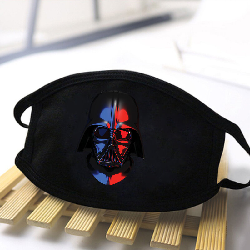 Zimowe zmywalne pyłoszczelne usta mufy moda nadruk gwiezdne wojny maska dziecko Yoda Mandalorian Unisex czarne dorywczo ciepłe maski Kpop