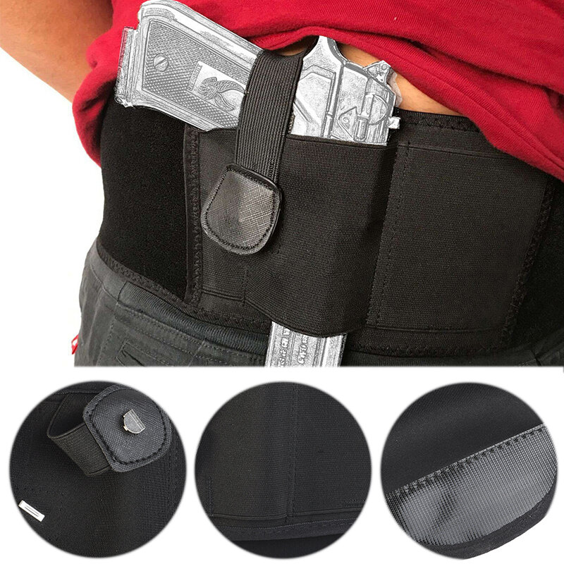 HMUNII-banda táctica para el vientre, funda de pistola oculta para mano derecha, Universal, Invisible, elástica, cintura, faja