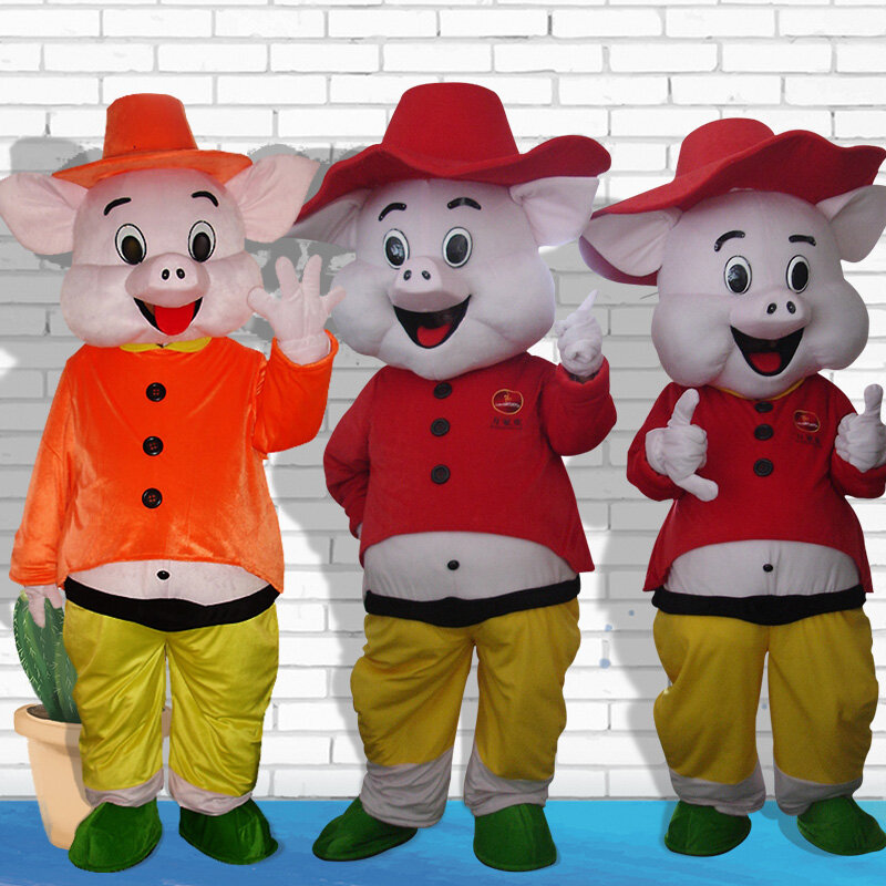 New Happy Pigs Mascot Cartoon Doll Cosplay Costume Publicity Props for Adult Christmas Halloween Birthday Party Easter Carnival