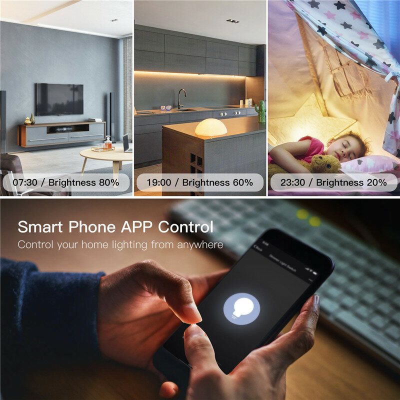 Inteligentna żarówka wyłącznik ściemniacza elegancko zaprojektowana aplikacja WiFi Smart Life współpracuje z Alexa Google Home do sterowania głosem nie wymaga piasty