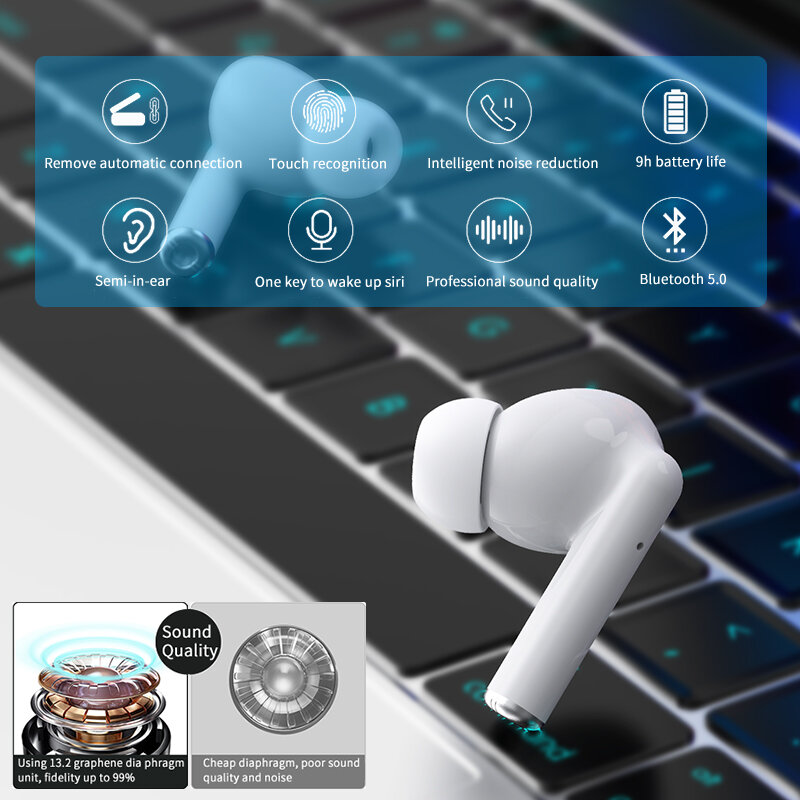 Écouteurs Sans Fil Bluetooth 5.0 TWS A8, Oreillettes de dehors à Commande Tactile, Antibruit, Étanches, pour Matin Intelligent
