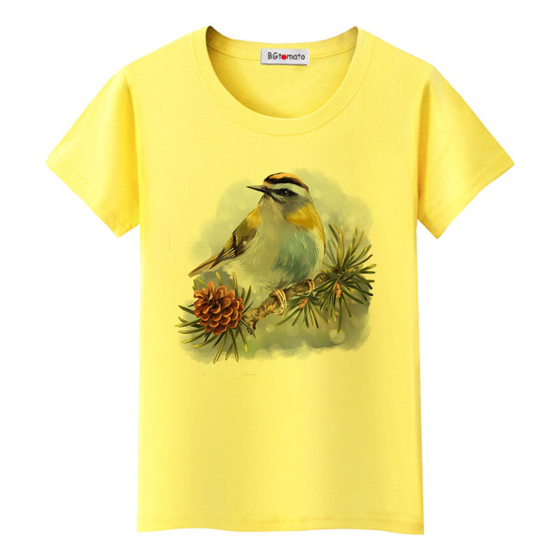 Футболка BGtomato, красочная Радужная футболка с птицами, женская красивая художественная одежда, горячая Распродажа, удобная футболка для женщин