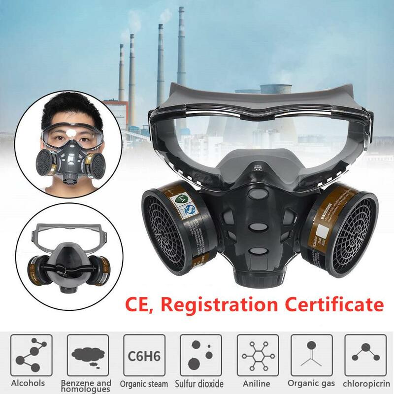 Mascarilla de Gas con filtros, máscara protectora del polvo para pintura en aerosol, químicos, pesticidas, respirador Industrial