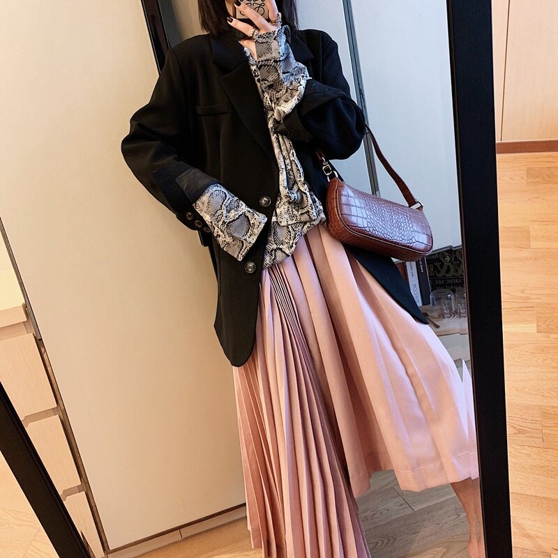 Модный приталенный женский пиджак 2019, осенний пиджак, Женский офисный костюм, черный деловой блейзер с карманами, пиджак DD2350