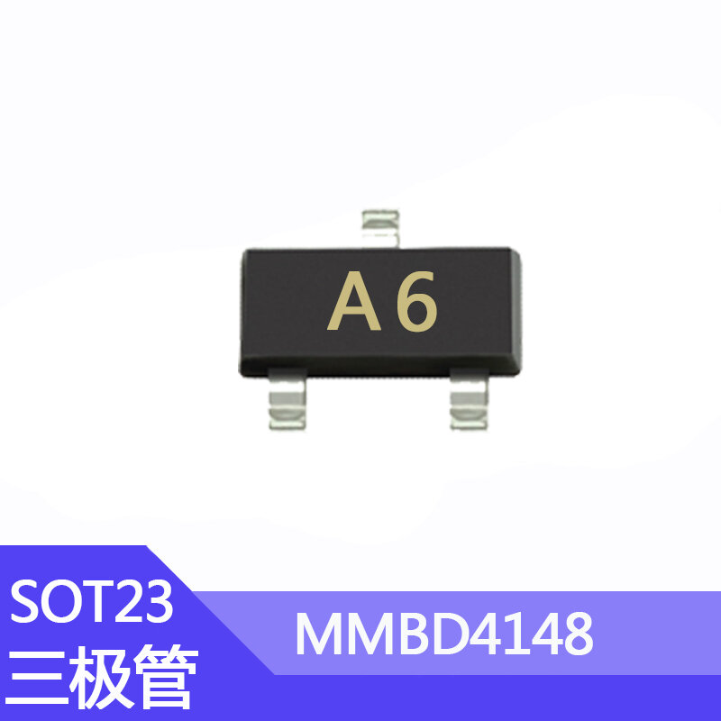 100 Buah Transistor SMD MMBD4148 1N4148 Layar Sutra A6 0.2A/100V SOT-23 Package