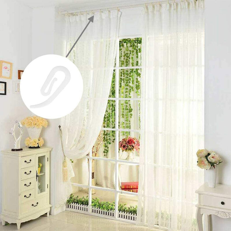 Crochets pour rideaux suspendus, pour fenêtre, en plastique blanc, pour voiture, maison, bureau, 100