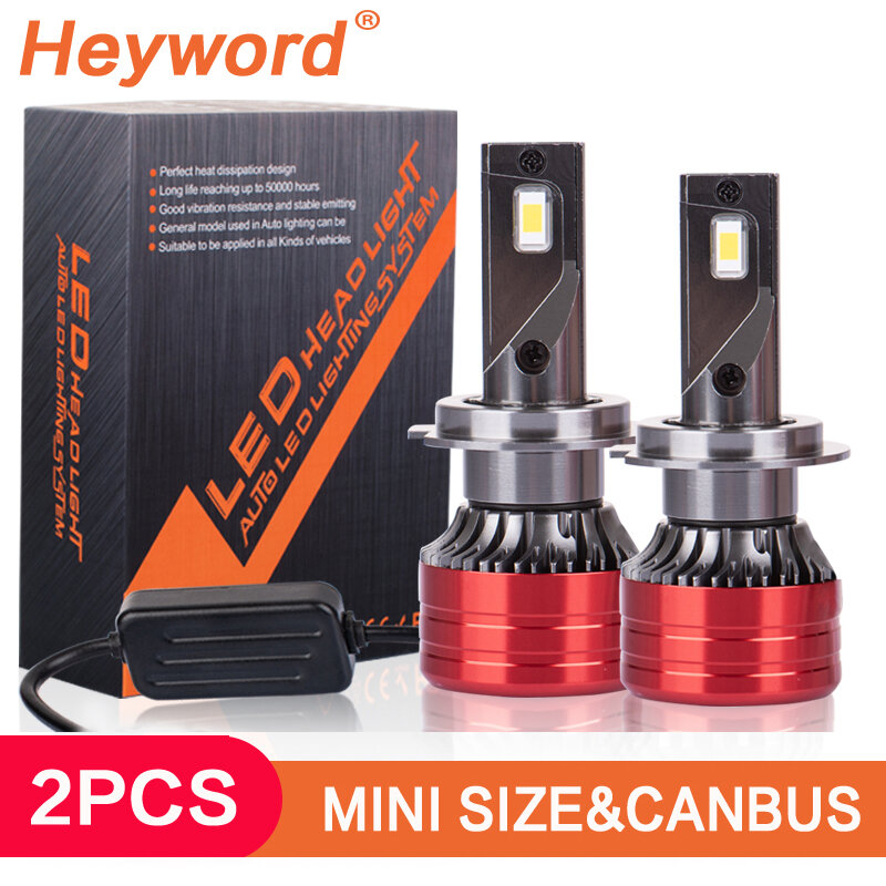 Heyword 2Pcs ไฟหน้ารถ H4 H7 LED H11 9005 9006 H1หลอดไฟอัตโนมัติ160W 24000LM แผ่นเรืองแสง6000K 12V Lampu Depan Led หลอดไฟ