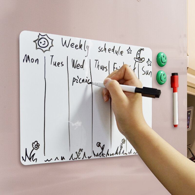 YIBAI A4 Soft Magnetic Whiteboard Sticker Family Message Board Fridge MagnetsDry Erase drawing and recording boar with Free gift