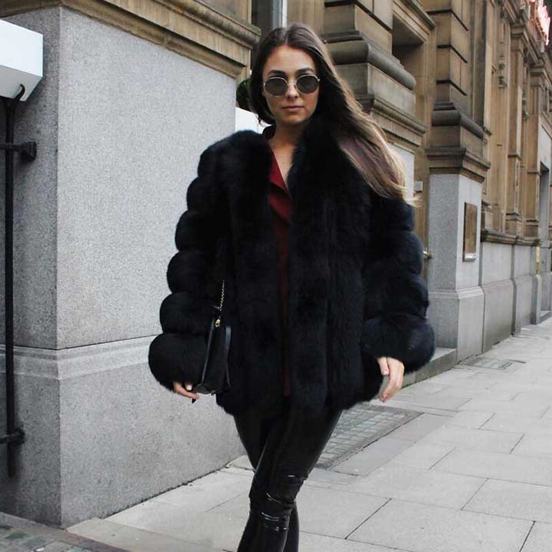 Cappotto di pelliccia invernale femminile abbigliamento donna soprabito in pelliccia di volpe sintetica di alta qualità 2020 nuovo autunno addensare cappotti lunghi caldi