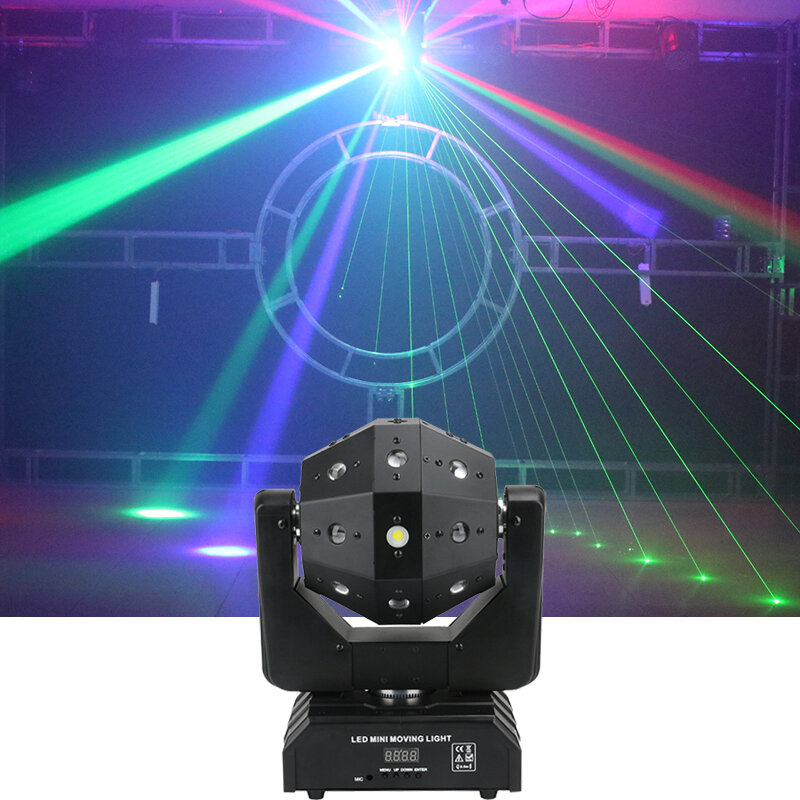 Potężny Dj laserowy stroboskop Led 3 w 1 reflektor z ruchomą głowicą nieograniczony obrót dobry efekt wykorzystanie na imprezę klub karaoke Bar Wedding Disco