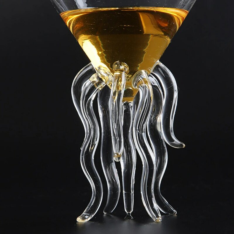 100 ml criativo polvo cocktail copo de vidro transparente água-viva copo de vidro suco taça de vidro cônico vinho champanhe