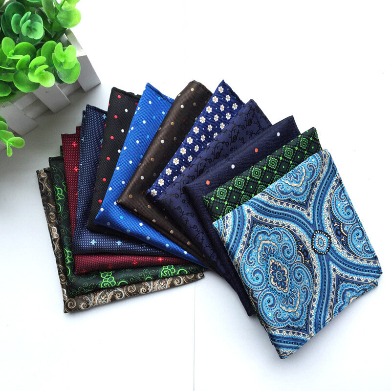 30Style Plaid Silk Handkerchiefs Woven Paisley Pattern Hanky Men's Business Casual Square Pockets Handkerchief Wedding Hankies