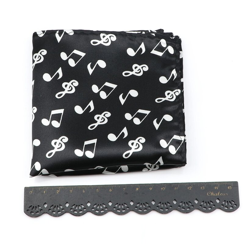 Musical Pocket Square Piano Stave Guitar Plaid Handkerchief Polyester Hankie Casual Party Cute Gift Tuxedo Bowtie Accessories