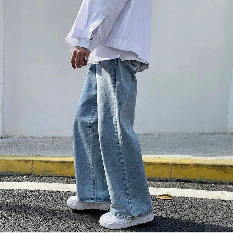 Jeans reto masculino, vintage, comprimento total, lazer, clássico, adolescentes, tamanho grande, lançamento diário, 2021