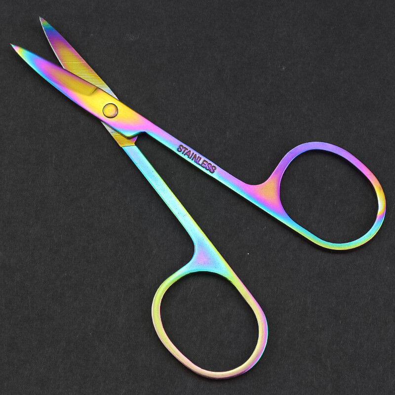 Przenośne Mini nożyczki ze stali nierdzewnej krawiec narzędzie do cięcia domu do włosów w nosie Clipper kobiety praktyczne makijaż kolorowe nożyce do brwi