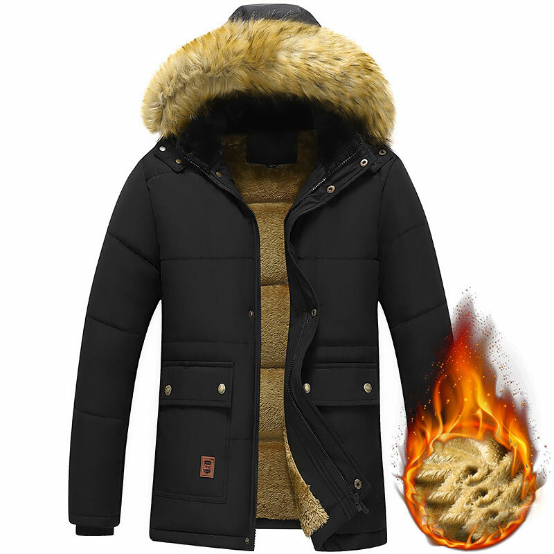 Parka gruesa y cálida para hombre, chaqueta de lana con capucha, abrigo militar de carga, abrigo de terciopelo de talla grande 8XL