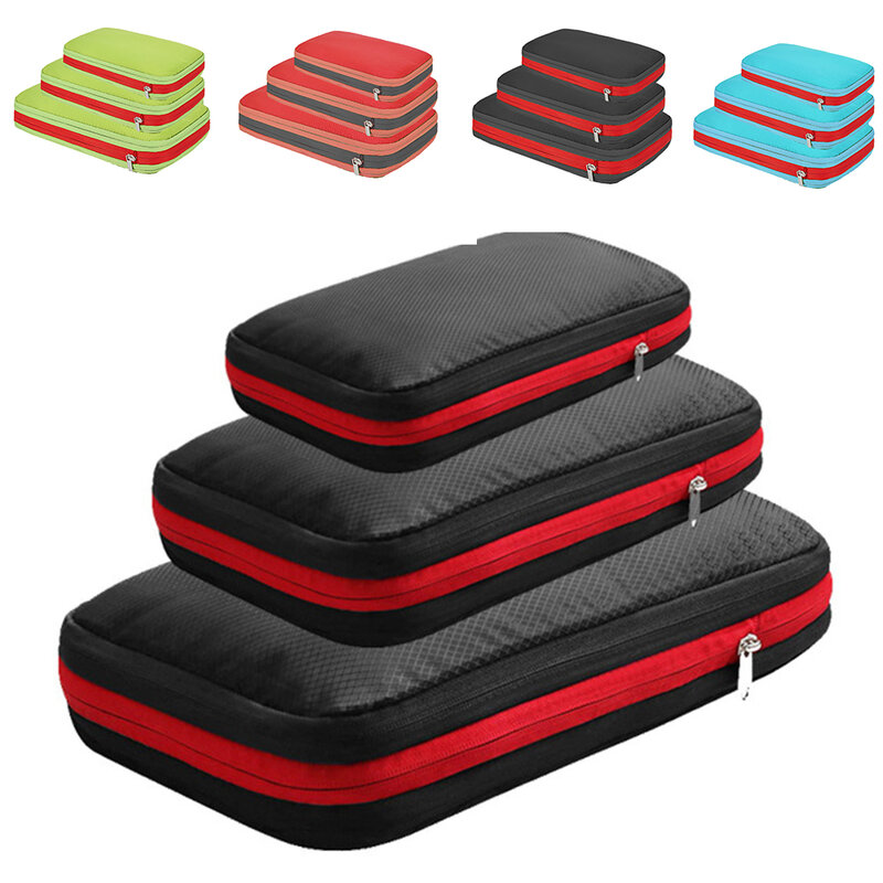 Dubbele Laag Reizen Opbergtas Set Voor Kleding Tidy Organizer Koffer Pouch Travel Organizer Bag Case Compressie Verpakking Cube