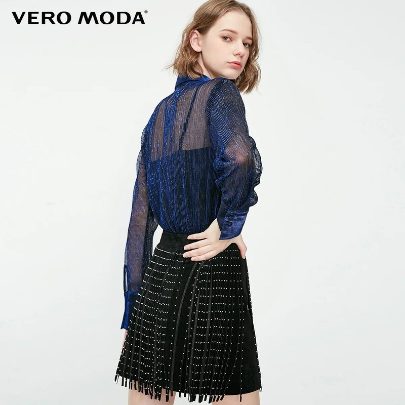 Новая Женская Блестящая прозрачная рубашка Vero Moda с золотым стежком | 319105510