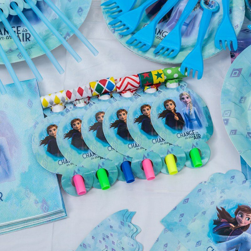 Nieuwe Bevroren 2 Thema Elsa Anna Verjaardagsfeestje Decoraties Wegwerp Servies Snow Queen Papier Cup Plaat Feestartikelen Ballonnen