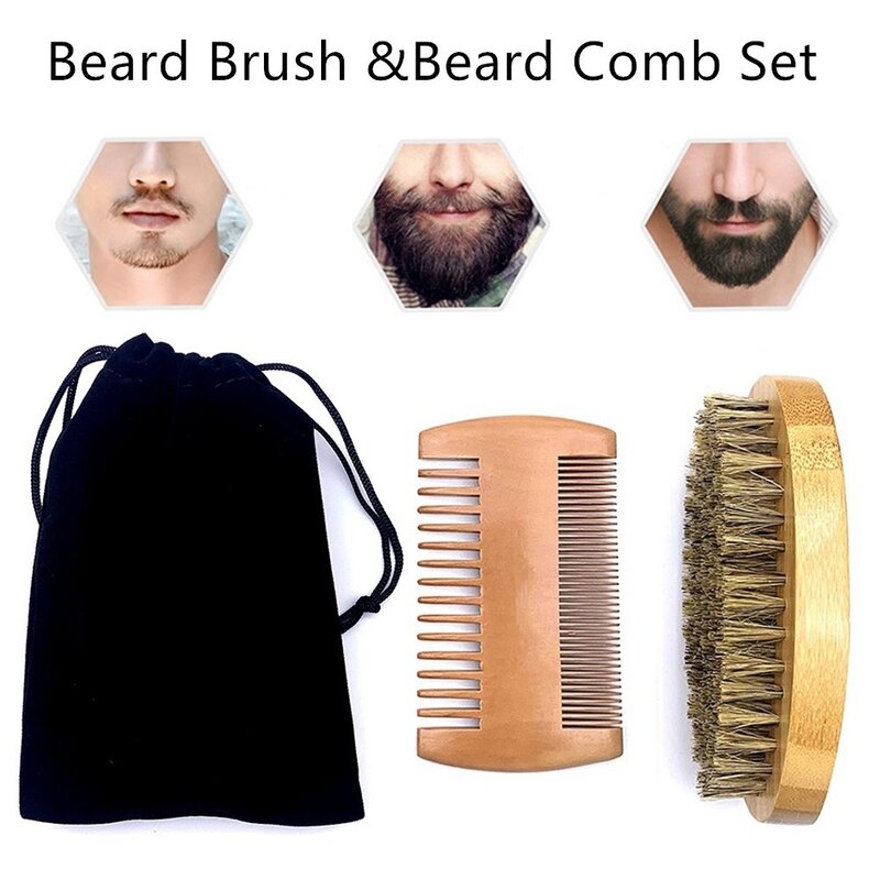 Conjunto de pentes para barba, óleo e barba natural, utensílio profissional para cuidados com a barba
