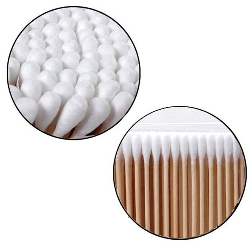 Bastoncillos de algodón de doble cabezal, palitos de madera de bambú para limpieza de oídos, 500 unids/paquete, envío directo
