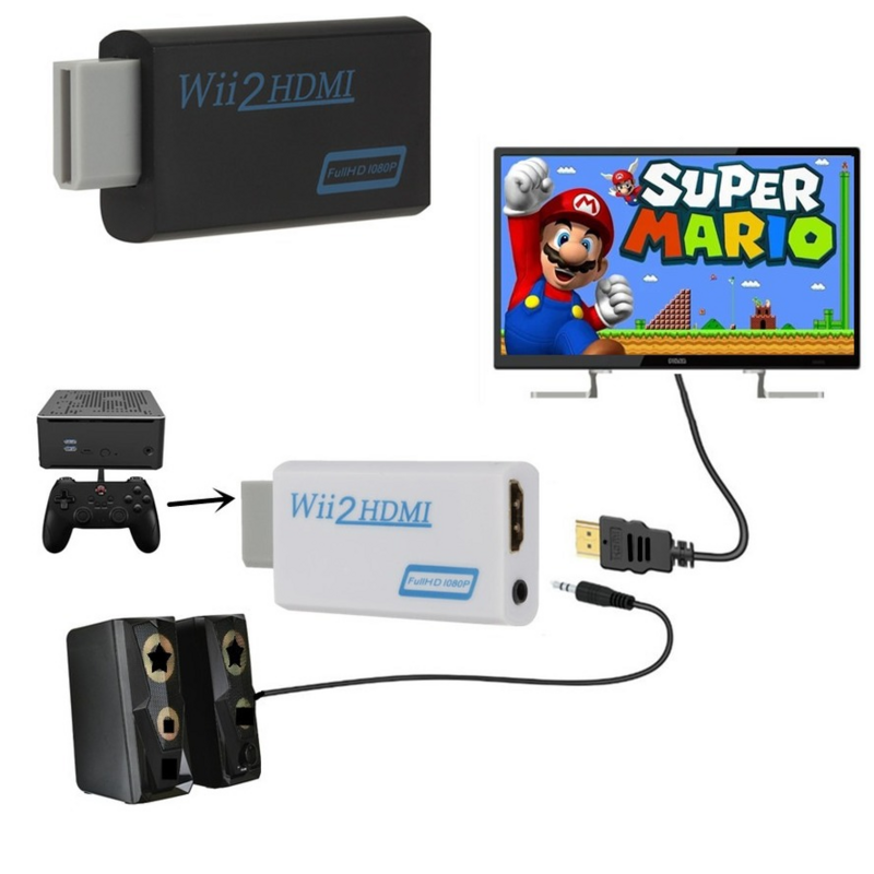 WVVMVV HD 1080P Wii To HDMI Converter Full HD 720P 1080P 3.5Mm Kabel Audio Video สำหรับ PC HDTV จอแสดงผล